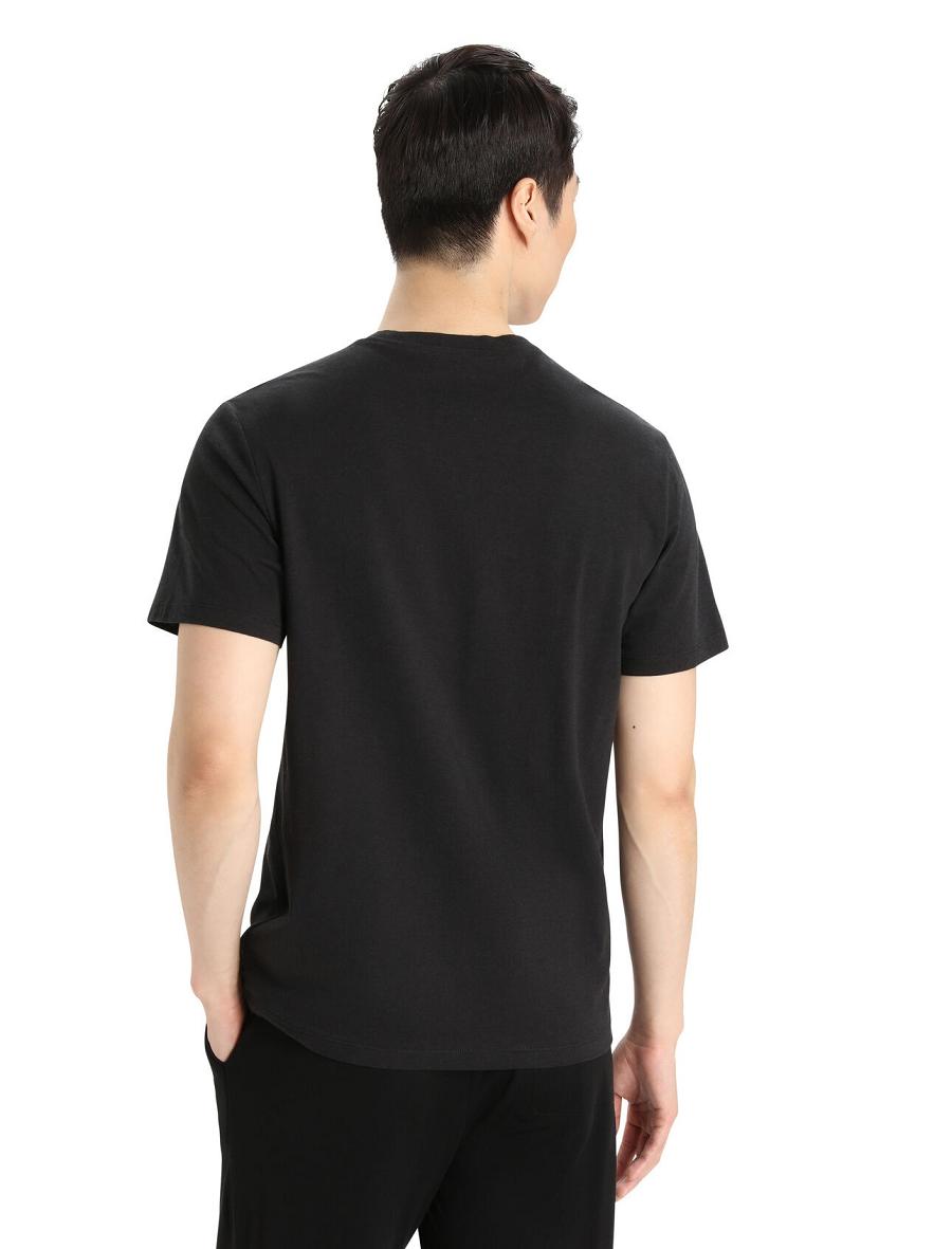 Black Icebreaker Merino Central Classic Short Sleeve Men's T Shirts | AU 1146FDNM